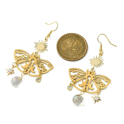 201 Stainless Steel Butterfly Chandelier Earrings with Brass Pins EJEW-TA00388-1
