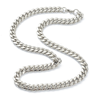 304 Stainless Steel Cuban Link Chain Bracelets & Necklaces Jewelry Sets SJEW-B019-03C-P-1