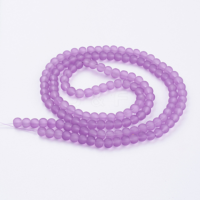 Baking Paint Frosted Glass Bead Strands GGB6MMY-DKM-1