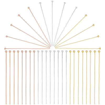 180Pcs 3 Colors Brass Flat Head Pins KK-ME0002-83-1
