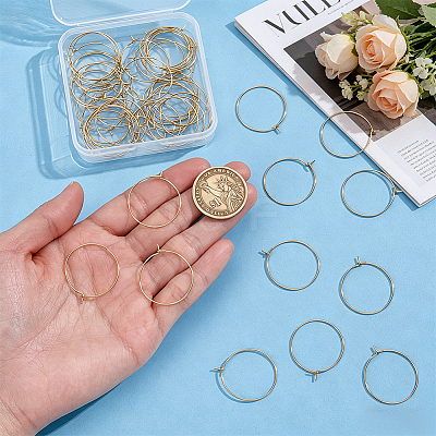 304 Stainless Steel Hoop Earring Settings STAS-UN0015-67-1