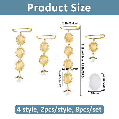 8Pcs 4 Style Iron Brooches JEWB-FH00044-1
