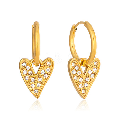 304 Stainless Steel Rhinestone Hoop Dangle Earrings for Women BD6871-1