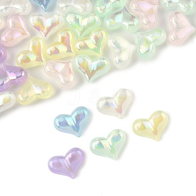 40Pcs UV Plating Rainbow Iridescent Acrylic Beads OACR-FS0002-25-1