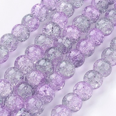Spray Painted Crackle Glass Beads Strands CCG-Q002-10mm-02-1