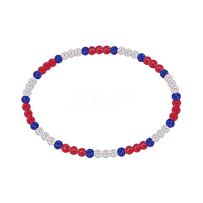 Polymer Clay Rhinestone Round Beaded Necklaces NJEW-SW00049-03-1