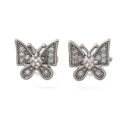 Brass Micro Pave Clear Cubic Zirconia Slide Charms KK-Z126-20P-1