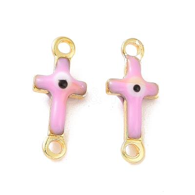 Brass Enamel Connector Charms KK-J302-08G-1