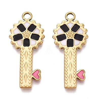 303 Stainless Steel Enamel Pendants STAS-Q110-34G-01-1