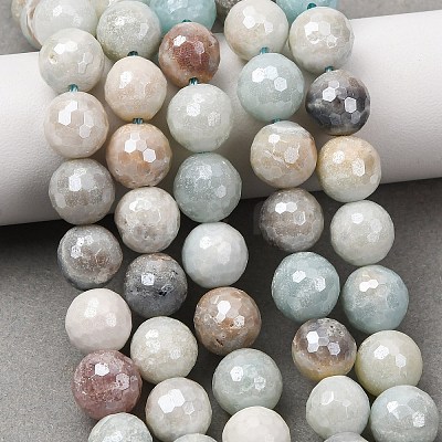 Electroplated Natural Flower Amazonite Beads Strands G-B191-A03-10mm-1