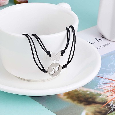 3Pcs 3 Style 430 Stainless Steel Butterfly Link Bracelets Set JB723A-1