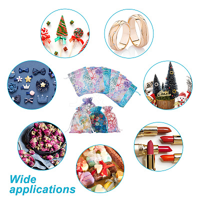 100Pcs 4 Colors Rectangle Lace Organza Drawstring Gift Bags OP-NB0001-15-1