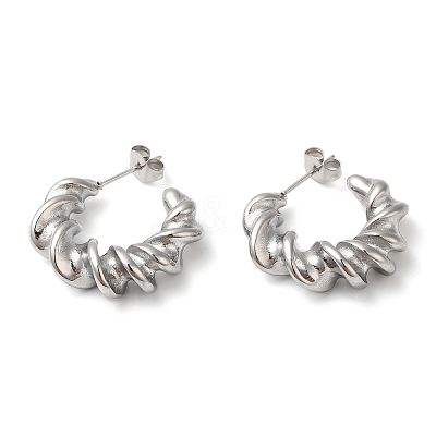 Non-Tarnish 304 Stainless Steel Twist Round Earrings EJEW-K244-29P-1