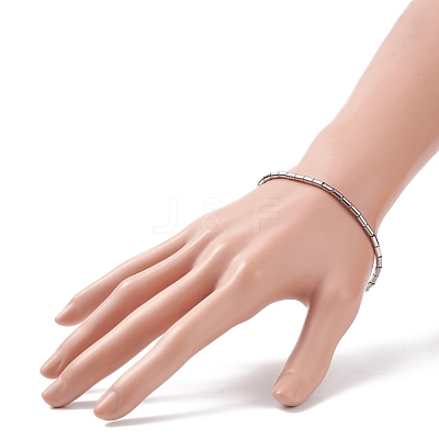 Glass Column Beaded Stretch Bracelet for Women BJEW-JB08625-02-1