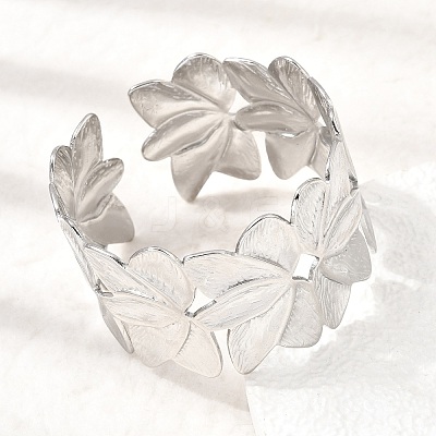 32.5MM 304 Stainless Steel Hollow Flower Cuff Bangles for Women SA-CBAB767-32P-1