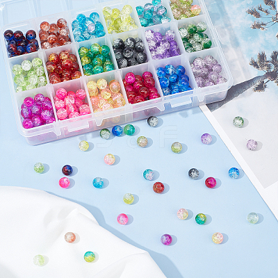DIY Baking Paint Crackle Glass Beads Stretch Bracelet Making Kits DIY-PH0004-54B-1