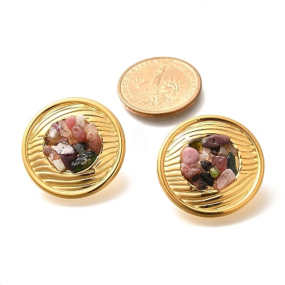 304 Stainless Steel Natural Agate Crystal Stud Earrings EJEW-R012-02G-03-1