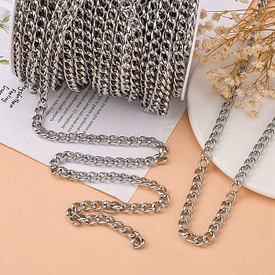 Tarnish Resistant 304 Stainless Steel Curb Chains STAS-O076-18-1