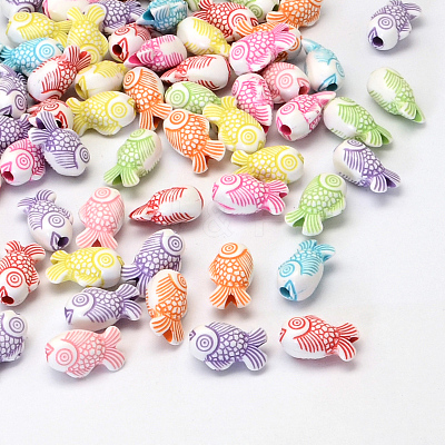 Fish Craft Style Acrylic Beads X-SACR-R886-10-1