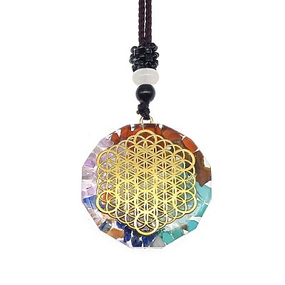 Orgonite Chakra Natural & Synthetic Mixed Stone Pendant Necklaces PZ4674-11-1