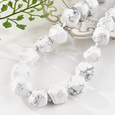 Natural Howlite Nuggets Beaded Necklaces for Women Men NJEW-K388-01N-1