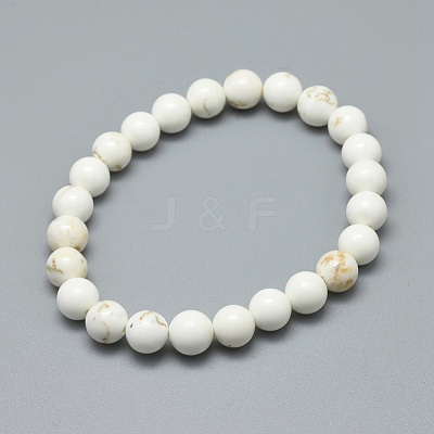 Natural Magnesite Bead Stretch Bracelets BJEW-K212-A-008-1