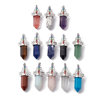 Natural & Synthetic Mixed Gemstone Big Pointed Pendants G-I342-01P-1