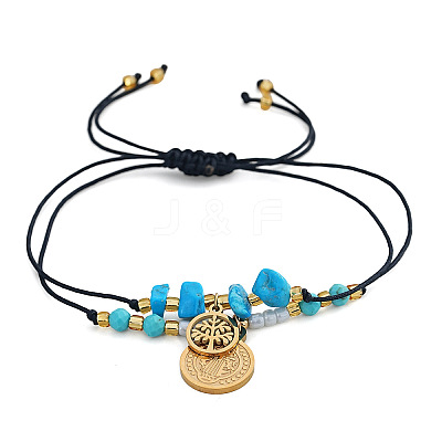 2Pcs 2 Styles 304 Stainless Steel & Brass Charm Bracelets KD3071-3-1
