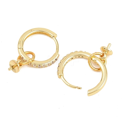 Brass Micro Pave Clear Cubic Zirconia Huggie Hoop Earring Findings KK-Z158-03G-1