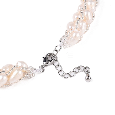 Natural Cultured Freshwater Pearl Beads Necklaces & Bracelets Jewelry Sets SJEW-N039-01-1