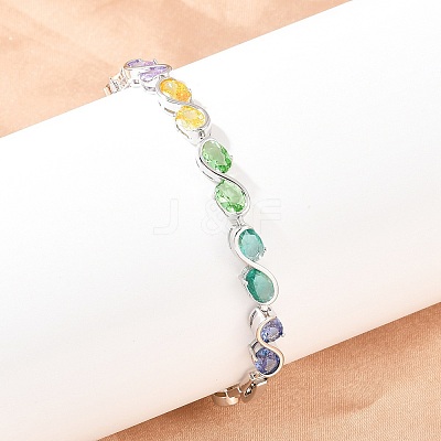 Platinum Tone Brass Micro Pave Cubic Zirconia Tennis Bracelets BJEW-B160-04P-01-1