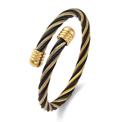 304 Stainless Steel Torque Bangles for Women Men BJEW-G584-18G-04-1