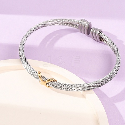 Duo Tone 304 Stainless Steel Infinity Twisted Open Cuff Bangles for Women SA-CBA2192-04GP-1