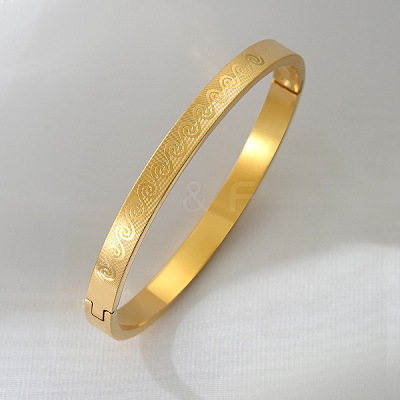 304 Stainless Steel Swirl Pattern Hinged Bangles for Women WG1BED9-01-1