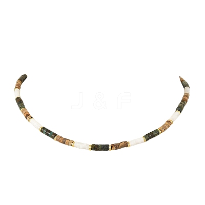 Natural African Turquoise(Jasper) and Natural Picture Jasper Bead Necklaces NJEW-JN06629-1
