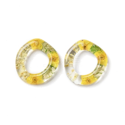 Inner Dried Flower Transparent Resin Ring Pendants LS-RESI-A043-07A-1