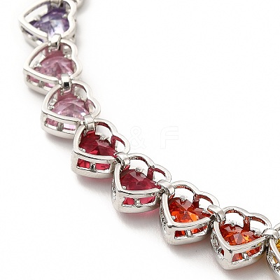 Colorful Cubic Zirconia Heart Pendant Necklace NJEW-E074-03P-1