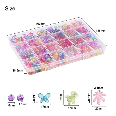 476Pcs 24 Style Transparent Acrylic Beads TACR-YW0001-28-1