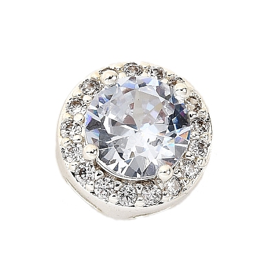 Brass Micro Pave Cubic Zirconia Beads KK-D408-11S-04A-1