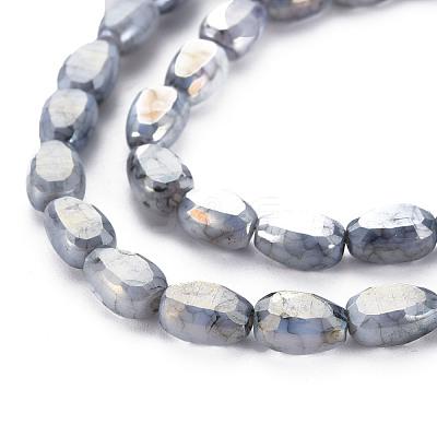 Opaque Baking Paint Crackle Glass Beads Strands EGLA-S174-21G-1