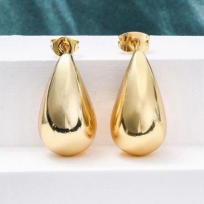 Teardrop Brass Stud Earrings EJEW-Q015-20A-G-1