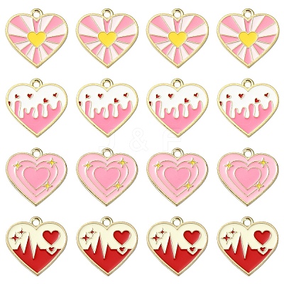 8Pcs 4 Colors Alloy Enamel Pendants ENAM-YW0004-31-1