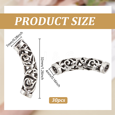 30Pcs Tibetan Style Alloy Curved Tube Beads FIND-PH0022-67A-1