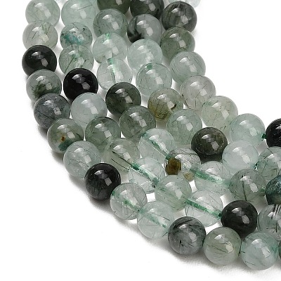Natural Green Rutilated Quartz Beads Strands GG-CBAC678-A01-6mm-1
