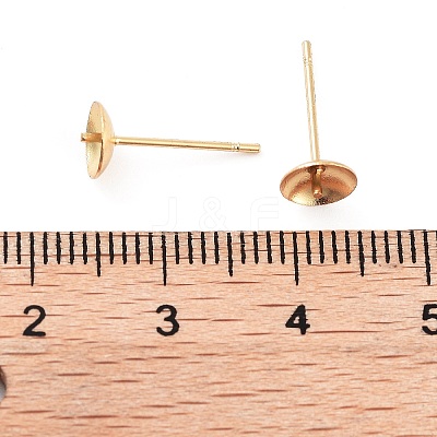 304 Stainless Steel Post Stud Earring Settings For Half Drilled Beads STAS-H558-06G-1