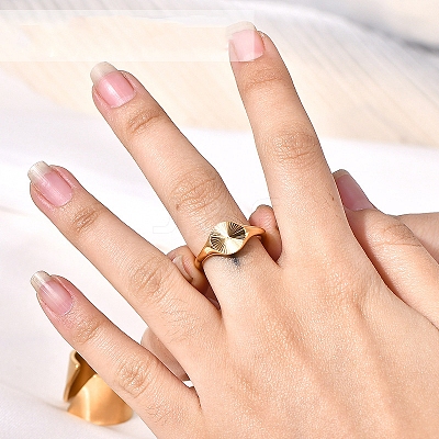 Flat Round 304 Stainless Steel Finger Rings FS-WG268FC-05-1