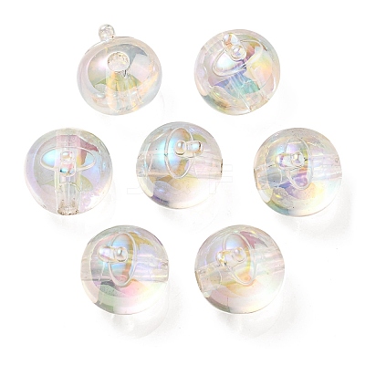 UV Plating Rainbow Iridescent Acrylic Beads OACR-A014-02A-1