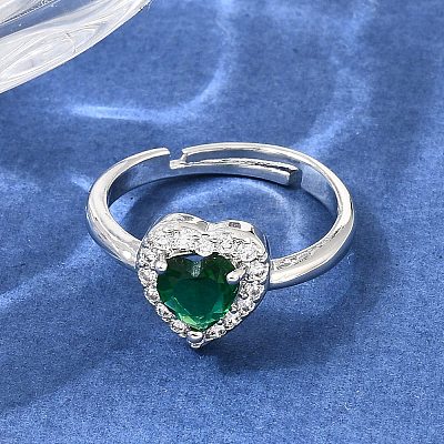 Brass Micro Pave Clear Cubic Zirconia Cuff Open Rings CU-CBA5C10-16P-1