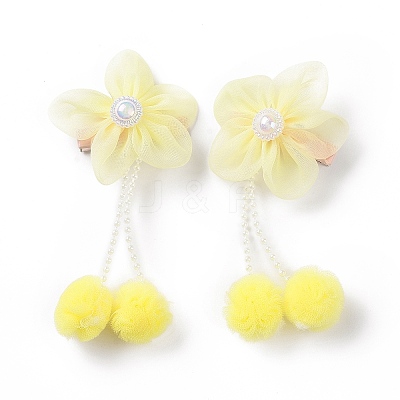 Flower Cloth Metallic Alligator Hair Clips PHAR-D013-01B-1