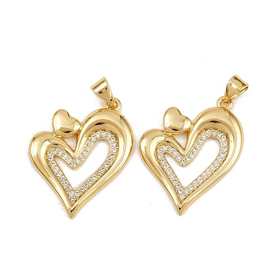 Brass Micro Pave Cubic Zirconia Pendants KK-C132-03E-G-1